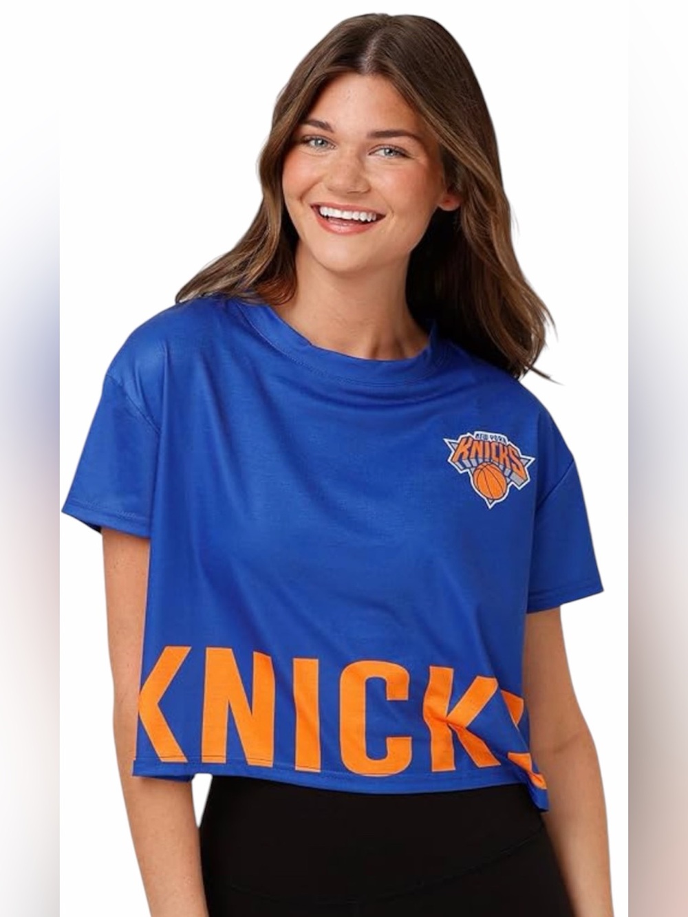 New York Knicks Women's Blue Cropped Jersey Tee